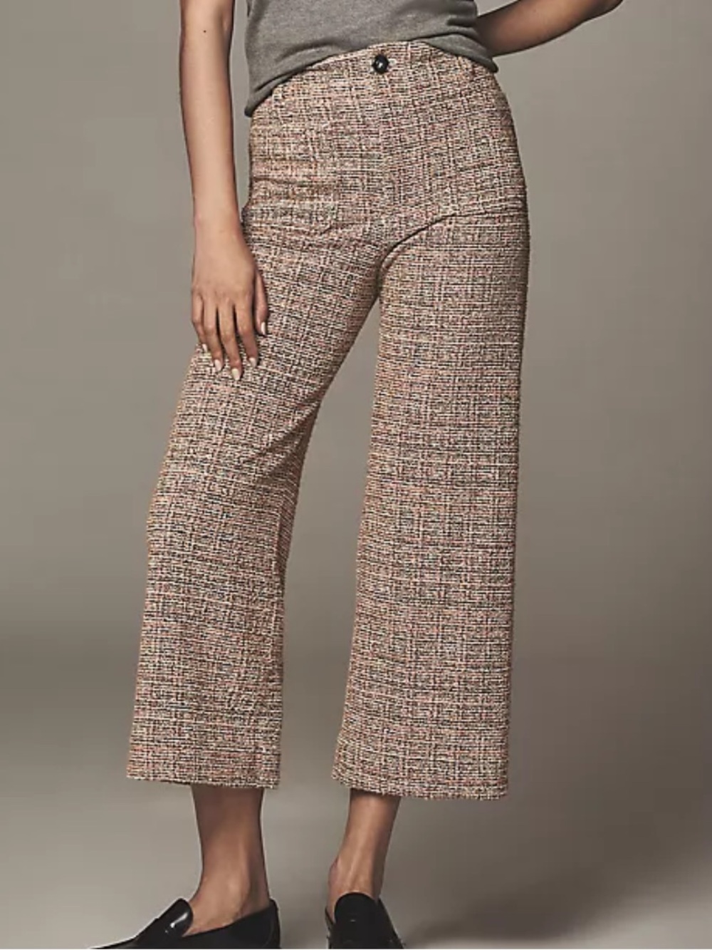 Maeve Multicolor Tweed Cropped Wide-Leg Pants